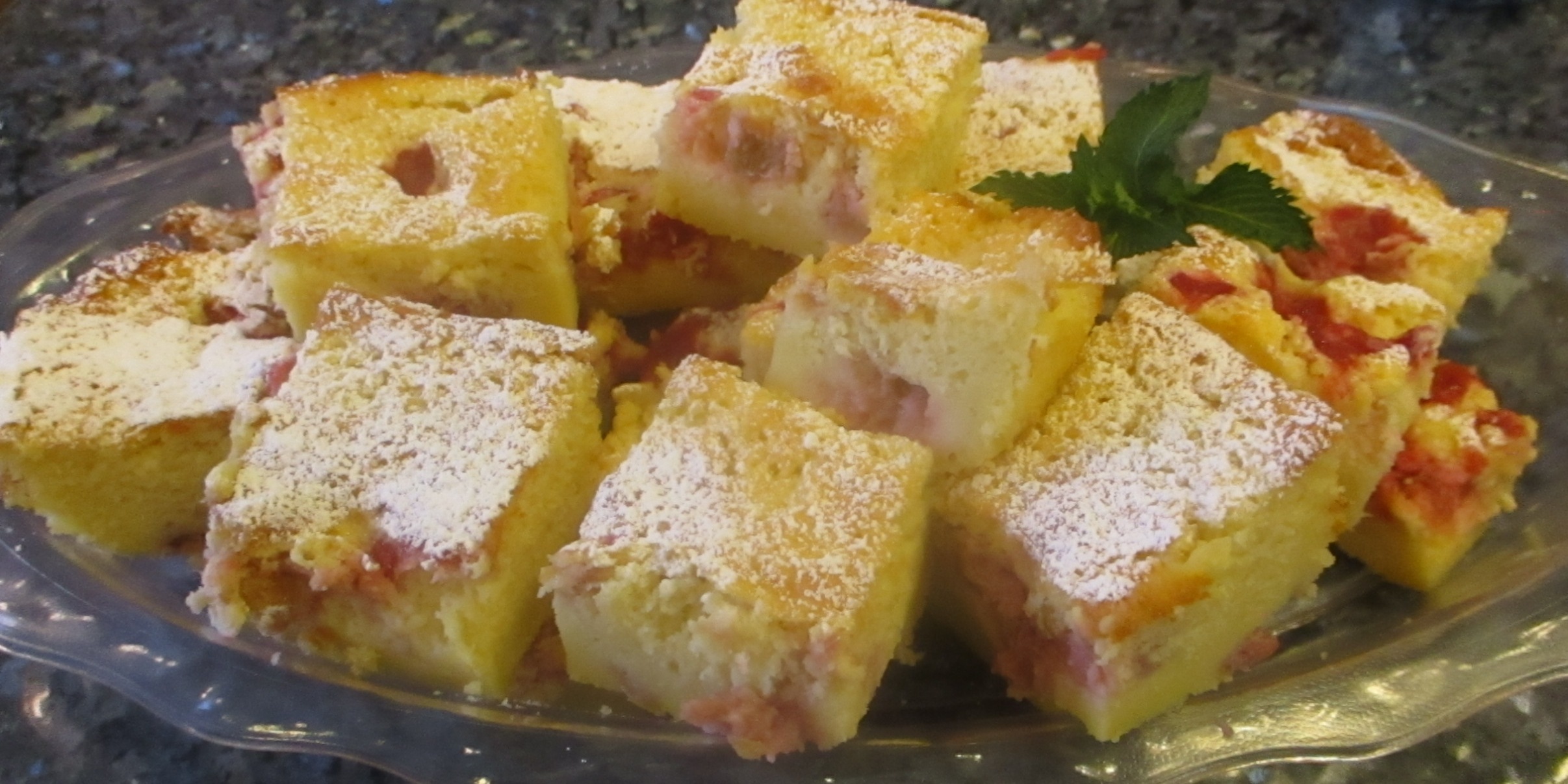 Roasted Rhubarb Magic Custard Cake Recipe